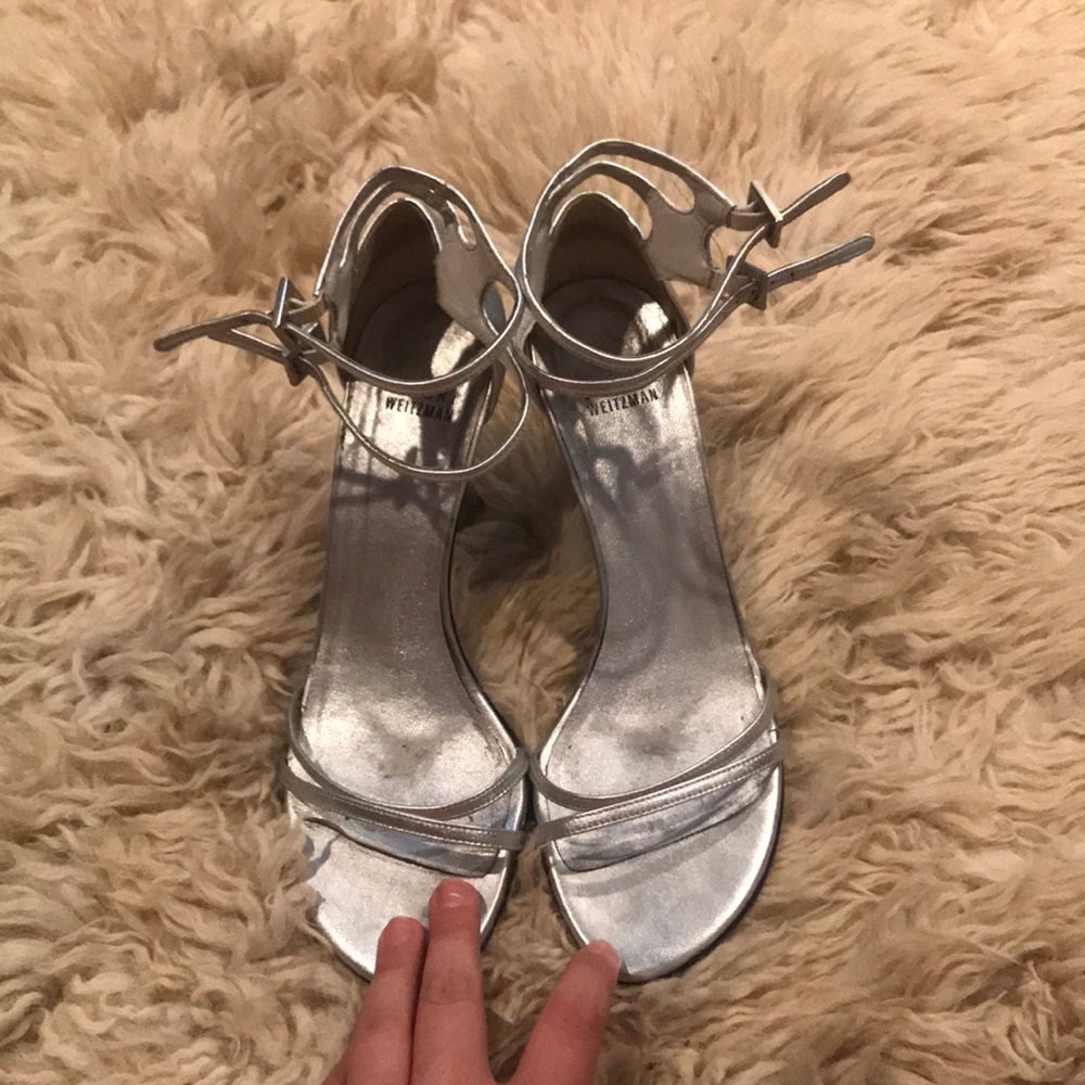 silver stuart weitzman heels